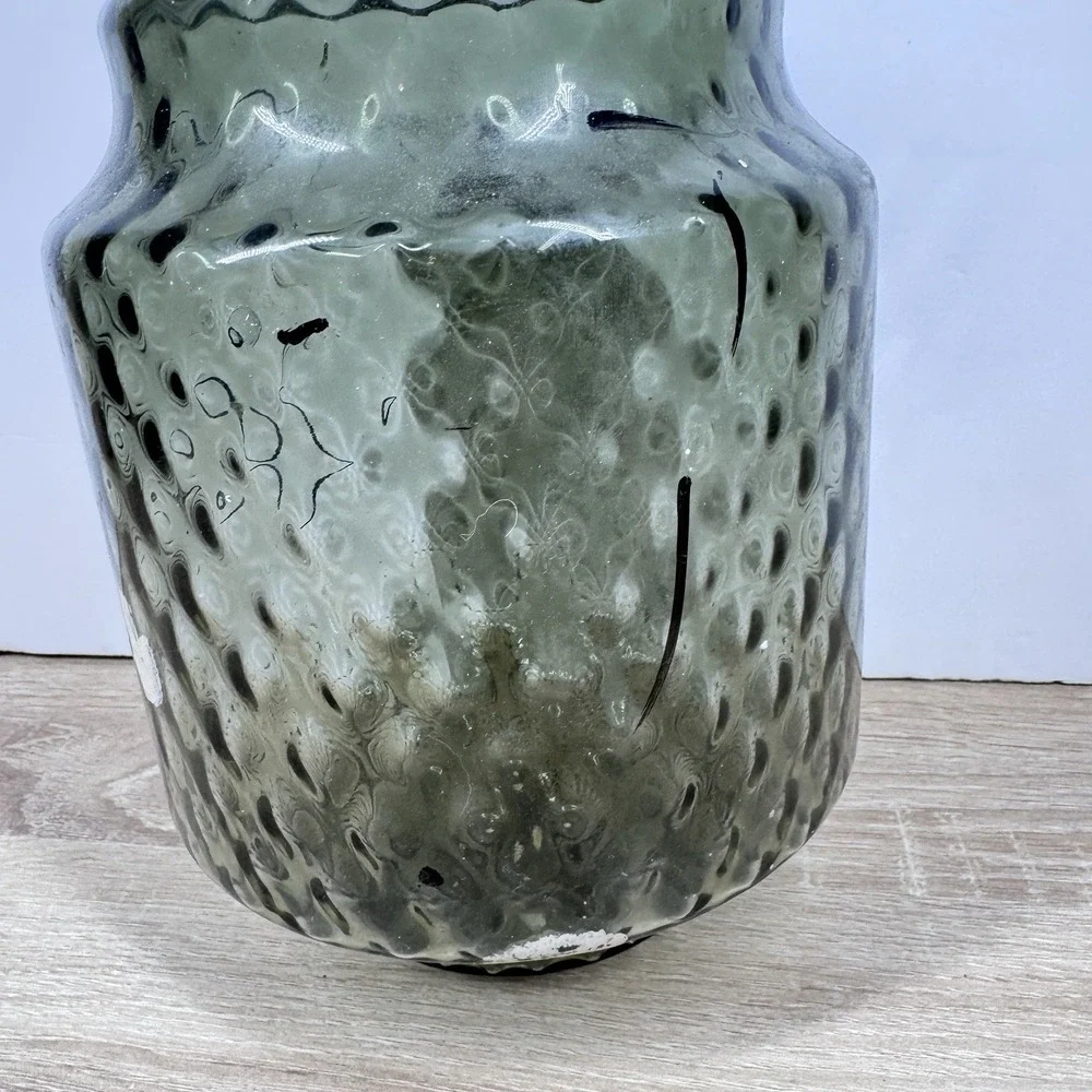 Vintage MCM Green Glass Shade Light Globe Lamp Scalloped 9